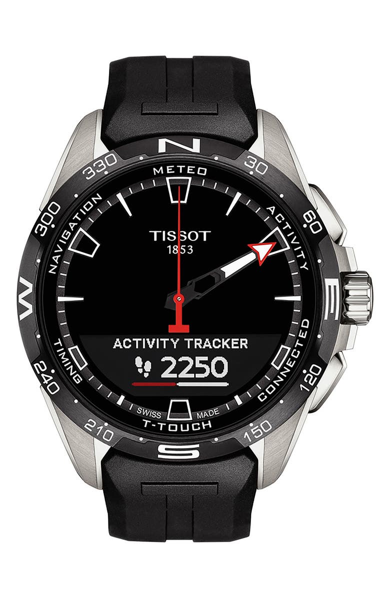 Tissot T-Touch Connect Solar Smart Silicone Strap Watch, 47.5mm, Alternate, color,