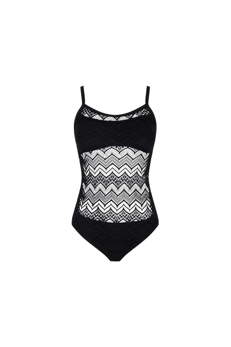 Lace One-piece Swimsuit, Main, color, black