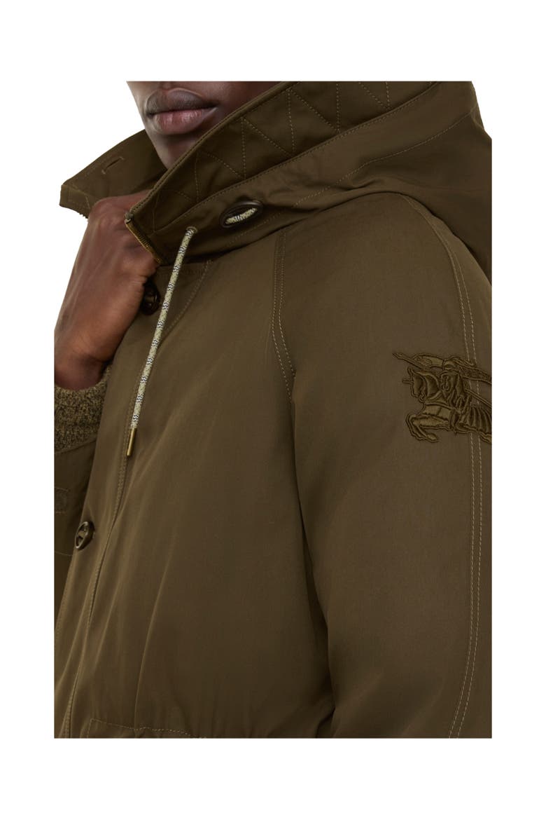 Shearling Trim Gabardine Parka, Alternate, color, Juniper green