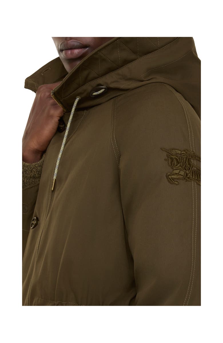 Burberry Shearling Trim Gabardine Parka, Alternate, color, Juniper Green
