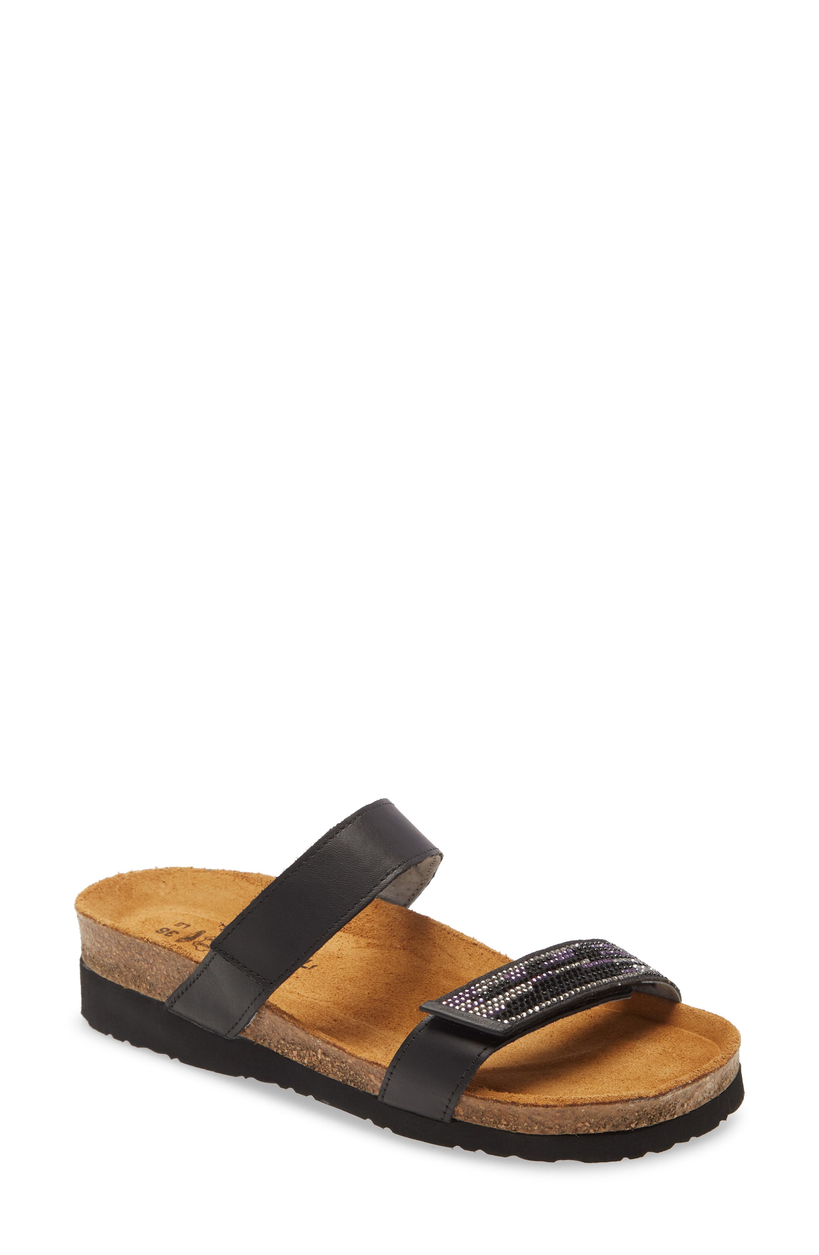 Naot Indiana Sandal, Main, color, Jet Black Leather