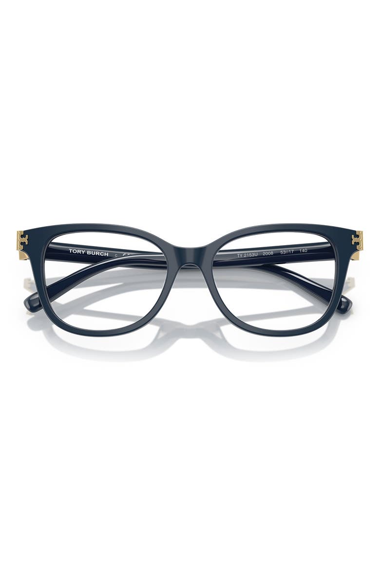 Tory Burch 51mm Square Optical Glasses, Alternate, color, Navy