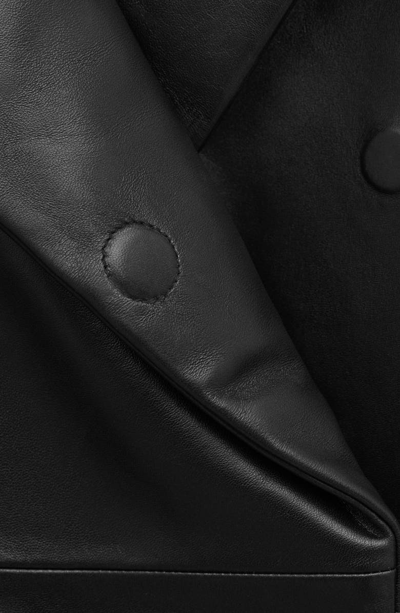 MANGO Oversize Leather Jacket, Alternate, color, Black