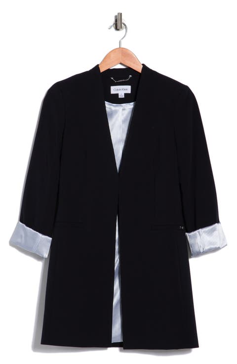 Open Front Rolled Sleeve Blazer