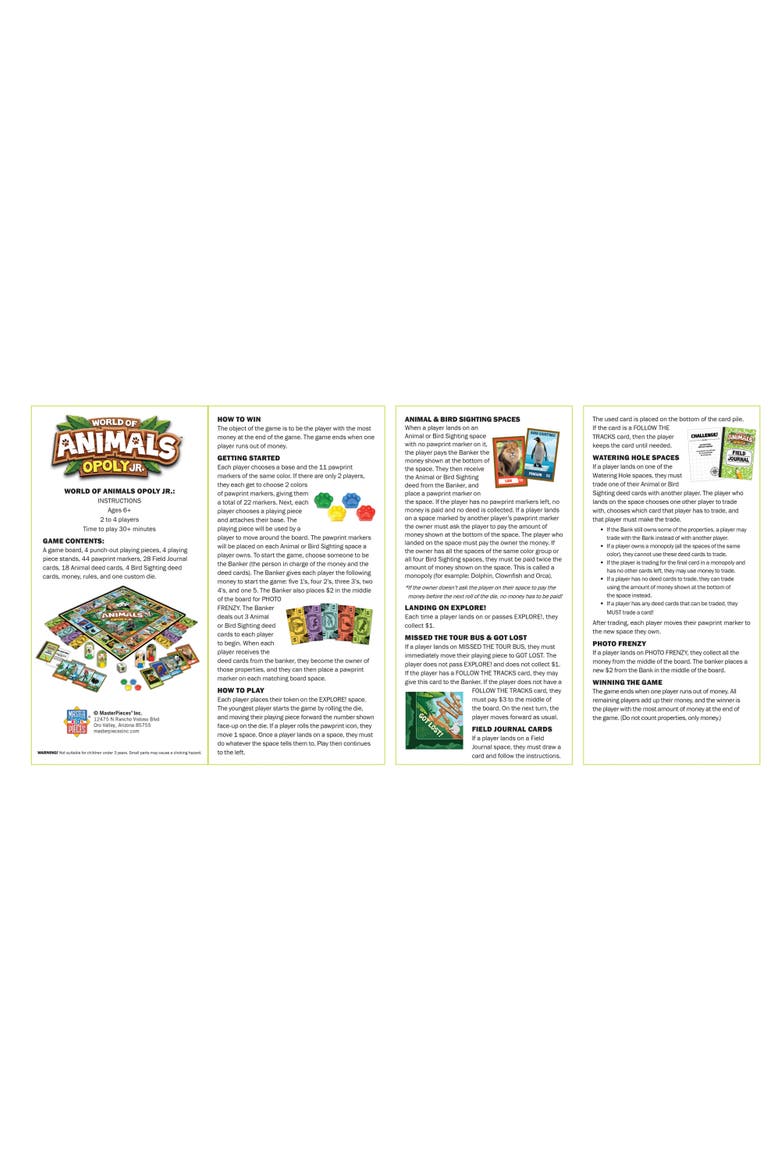 World of Animals Opoly Junior, Alternate, color, Multicolor