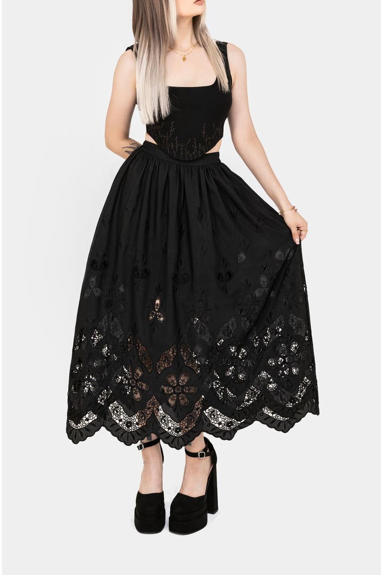 Maple Broderie Hem Maxi Skirt, Alternate, color, Black