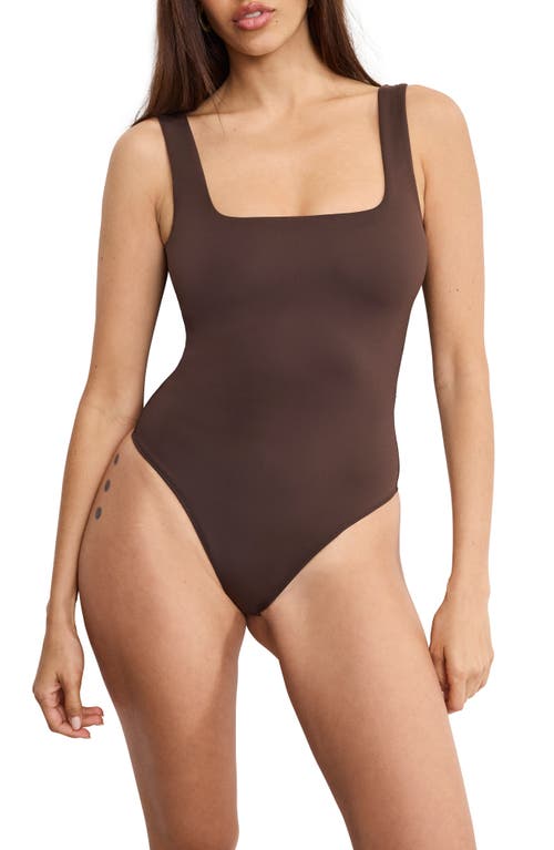 Good American Modern Tank Thong Bodysuit In Brown