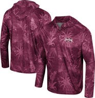 COLOSSEUM Men's Colosseum Maroon Mississippi State Bulldogs Palms Printed Lightweight Quarter-Zip Hooded Top