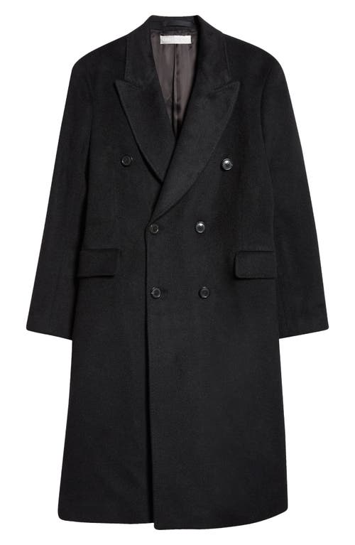 Our Legacy Whale Double Breasted Mohair Blend Coat In Black Hairy Wool