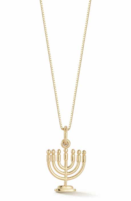 Ember Fine Jewelry 14K Gold Menorah Pendant Necklace
