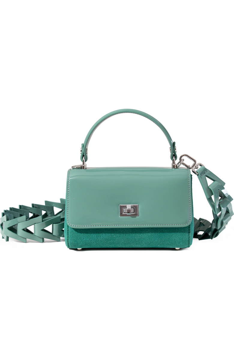 JURGI LILI Suede and Patent Leather Top Handle Mini Bag, Main, color, Mint