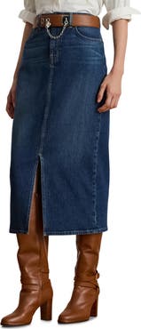 Lauren Ralph Lauren Denim Midi Skirt