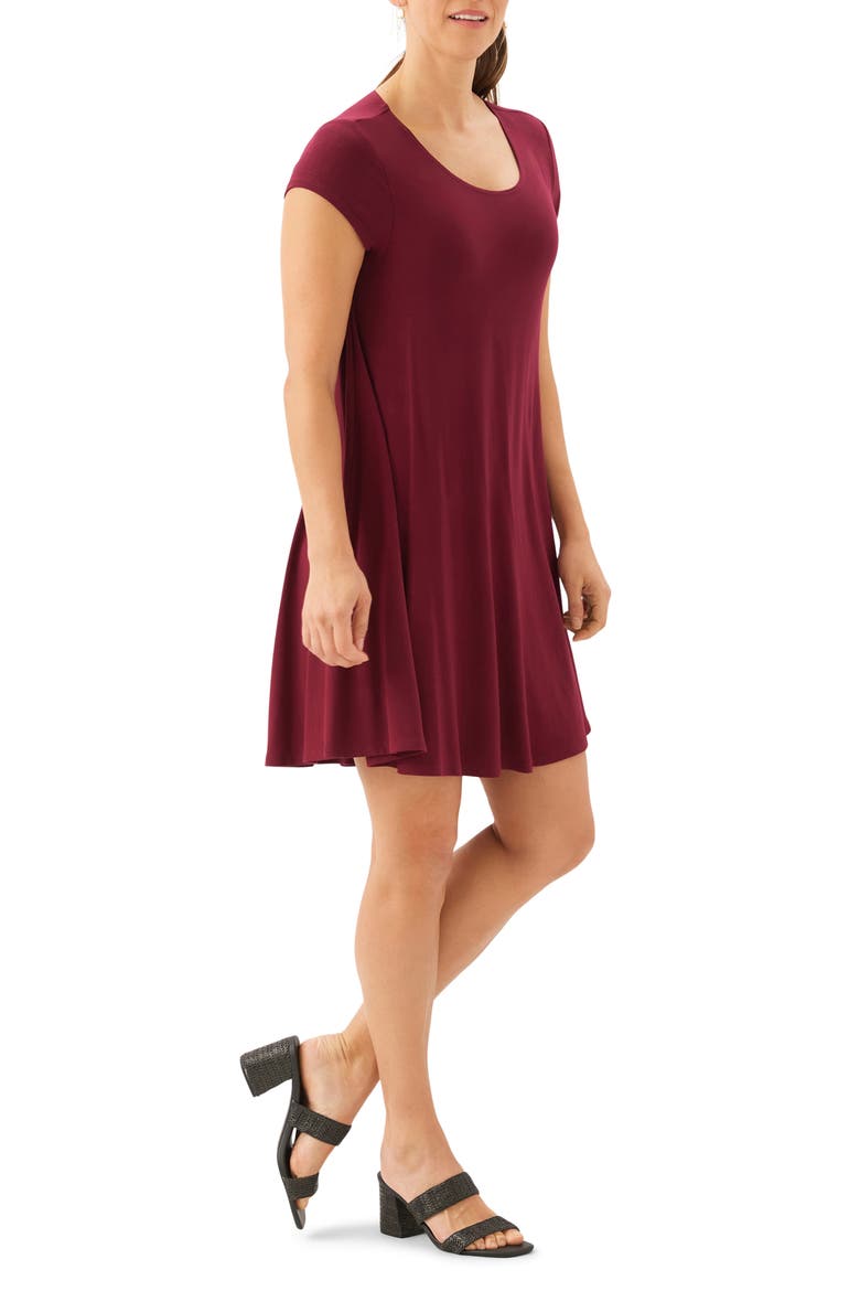 Maggie Cap Sleeve Trapeze Dress, Alternate, color, RED BURGUNDY