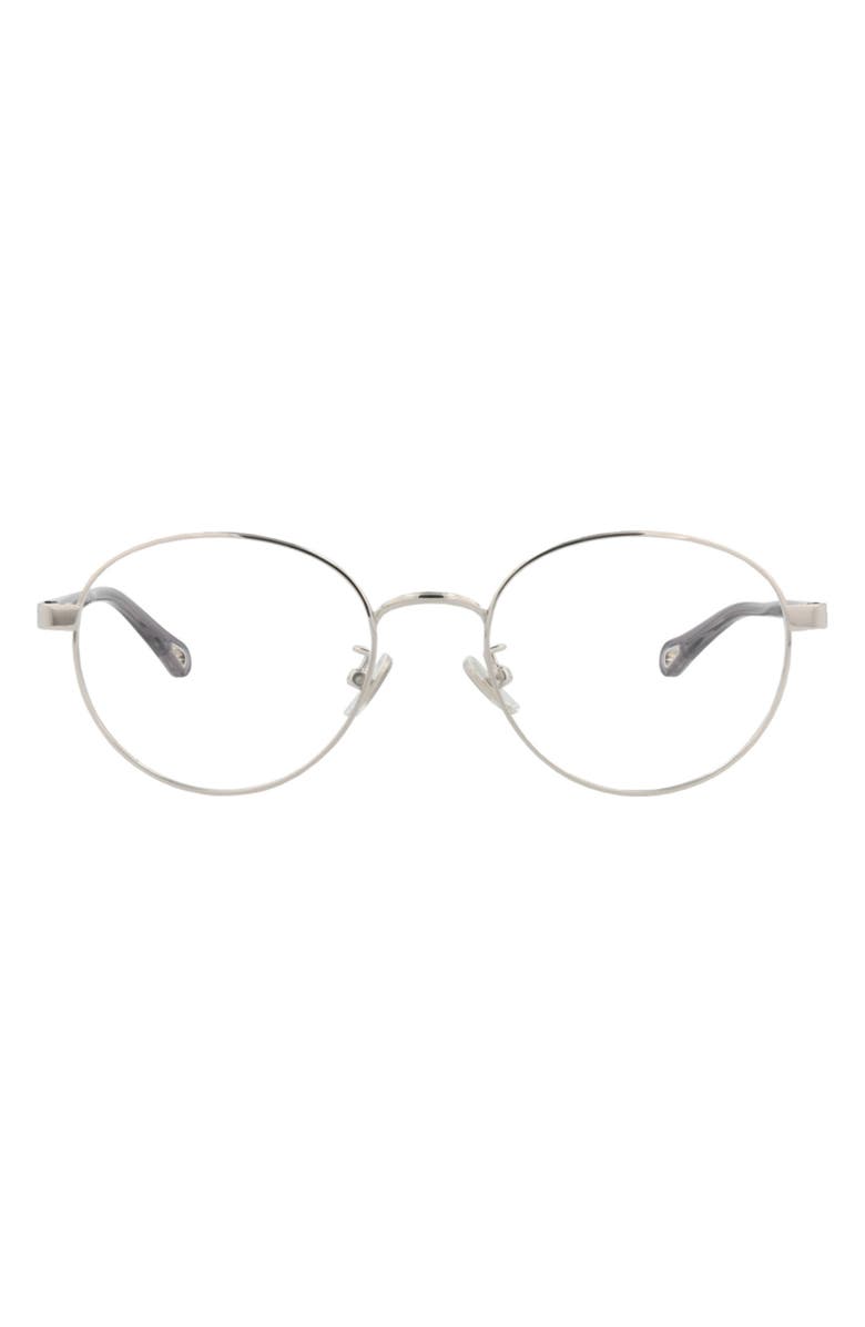 Chloé 52mm Round Optical Glasses, Main, color, Silver Grey Transparent
