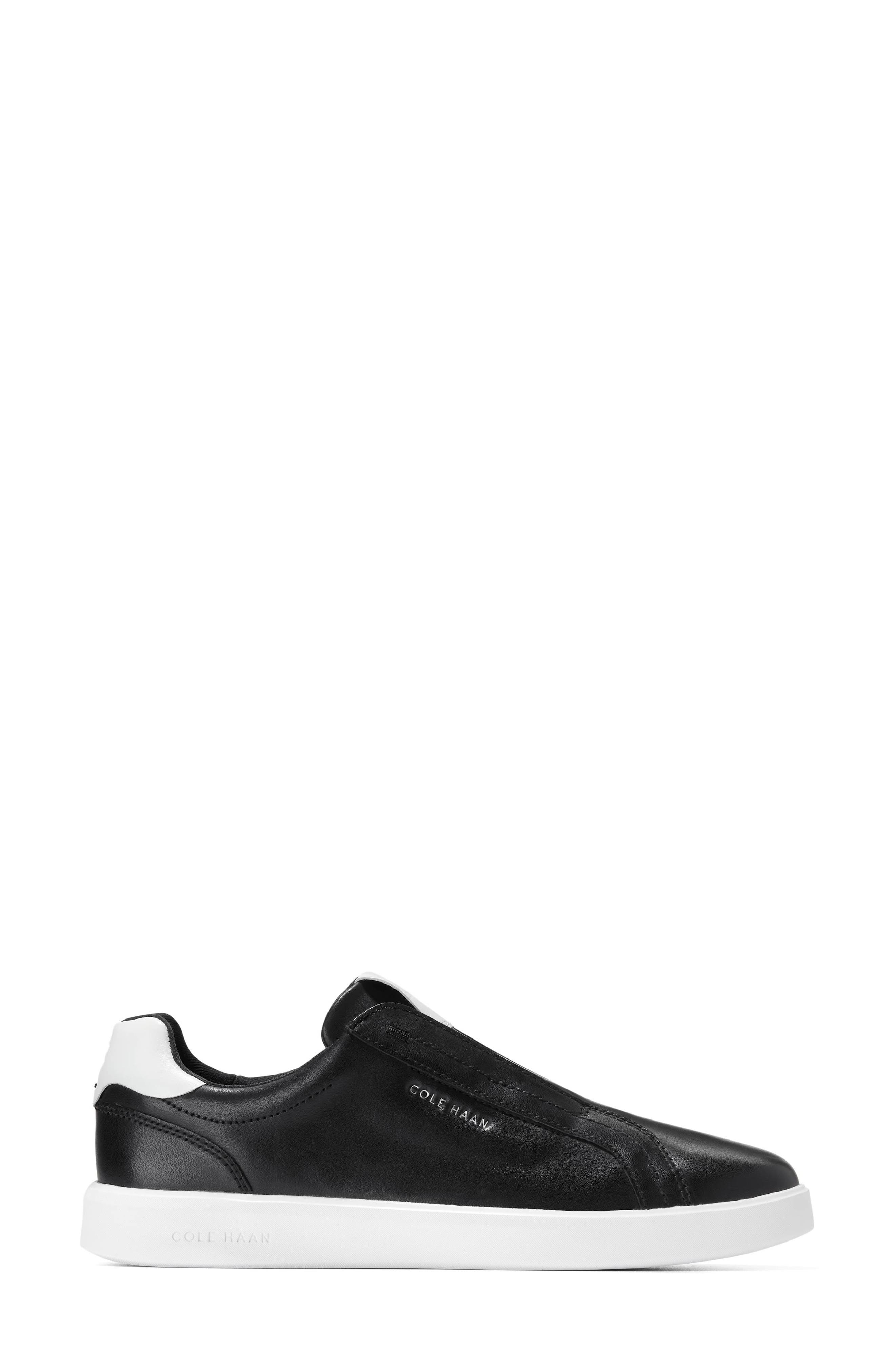 Cole Haan Grand Crosscourt Luxe Slip-On Sneaker, Alternate, color, Black/ White Leather