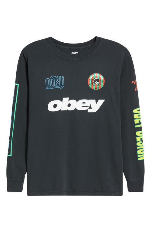 Obey Mega Global Mania Graphic Long Sleeve T-shirt In Green