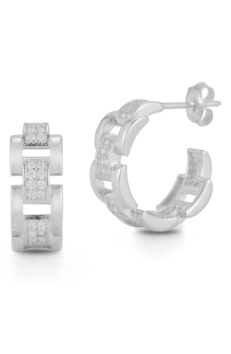 GLAZE JEWELRY CZ Link Chain Hoop Earrings, Main, color,