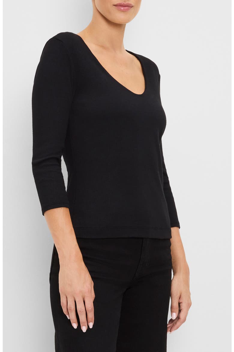 Callie V-Neck T-Shirt, Alternate, color, BLACK