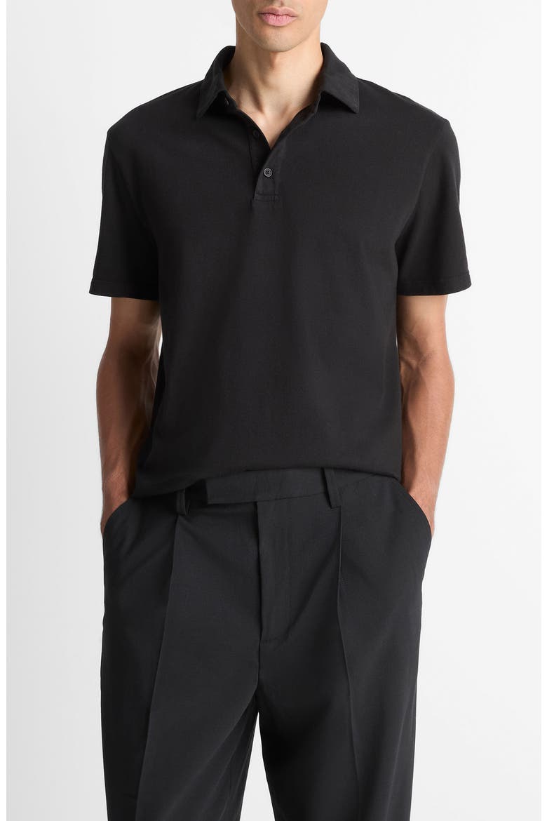 Regular Fit Garment Dyed Cotton Polo, Main, color, TRUE BLACK
