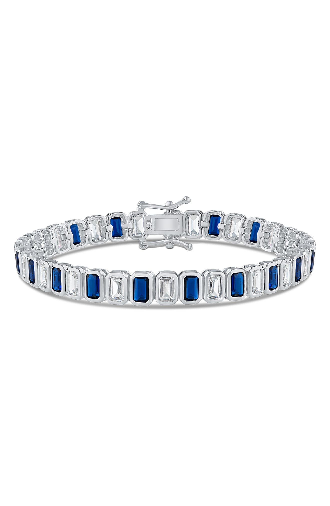 CZ by Kenneth Jay Lane Bezel Set Emerald Cut Cubic Zirconia Tennis Bracelet