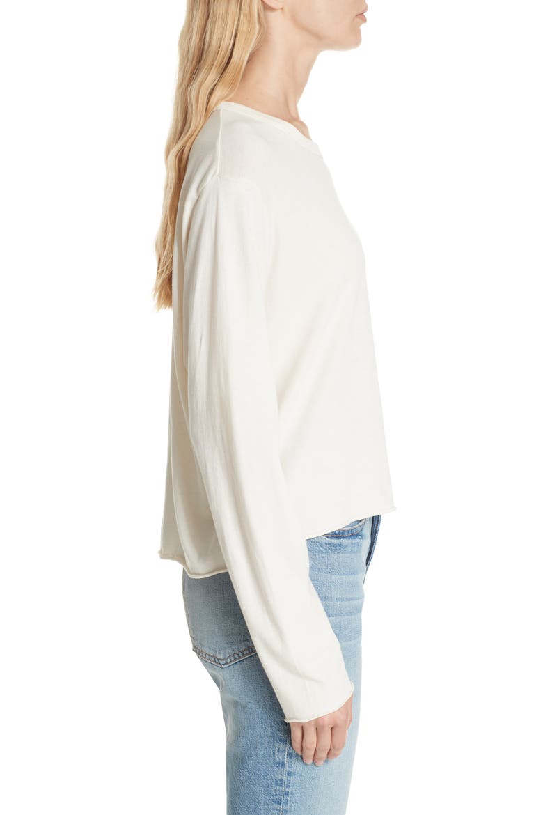 The Long Sleeve Crop Tee, Alternate, color, DNUWASHED WHITE