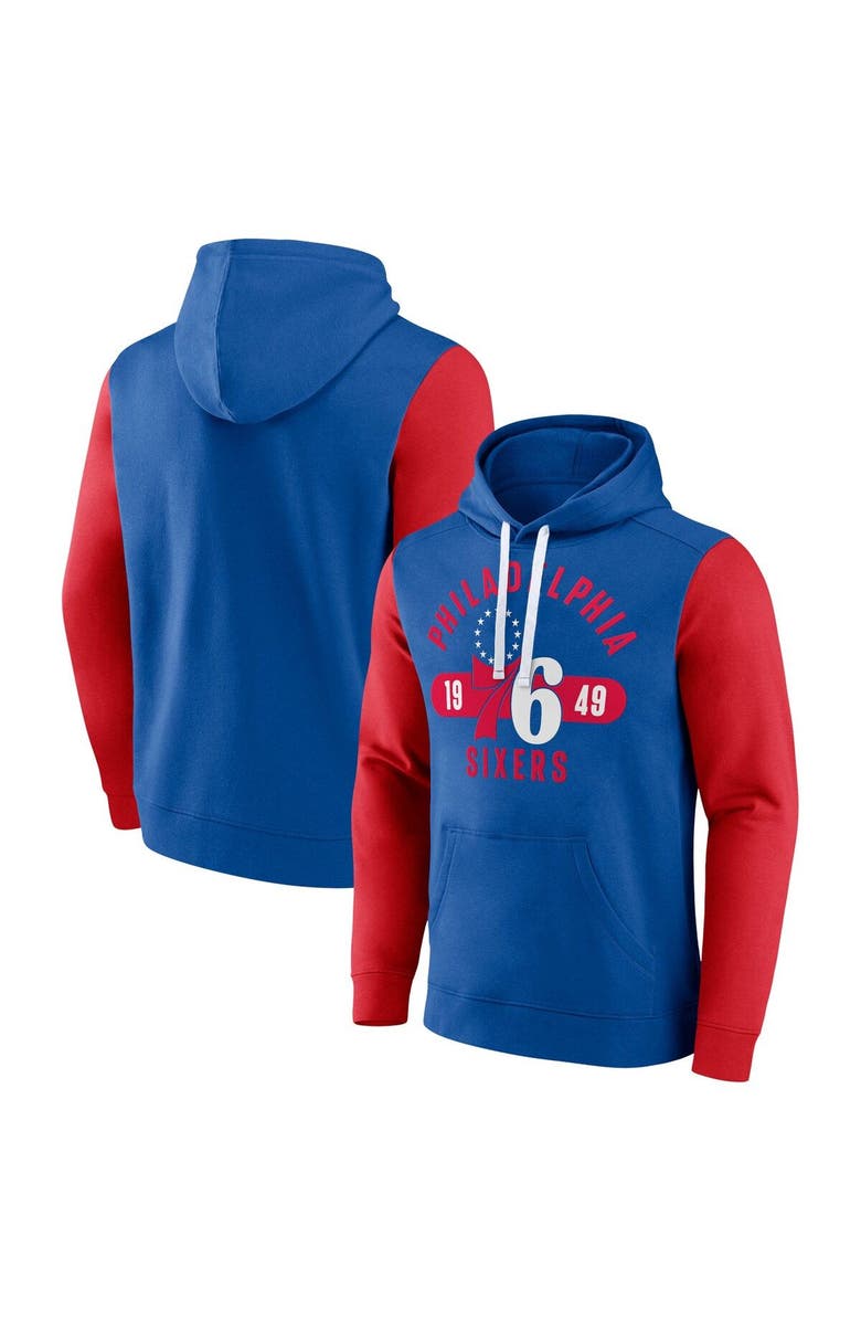 FANATICS Men's Fanatics Branded Royal/Red Philadelphia 76ers Big & Tall Bold Attack Pullover Hoodie, Alternate, color, Royal
