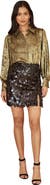 Yumi Metallic Relaxed Balloon Sleeve Shirt