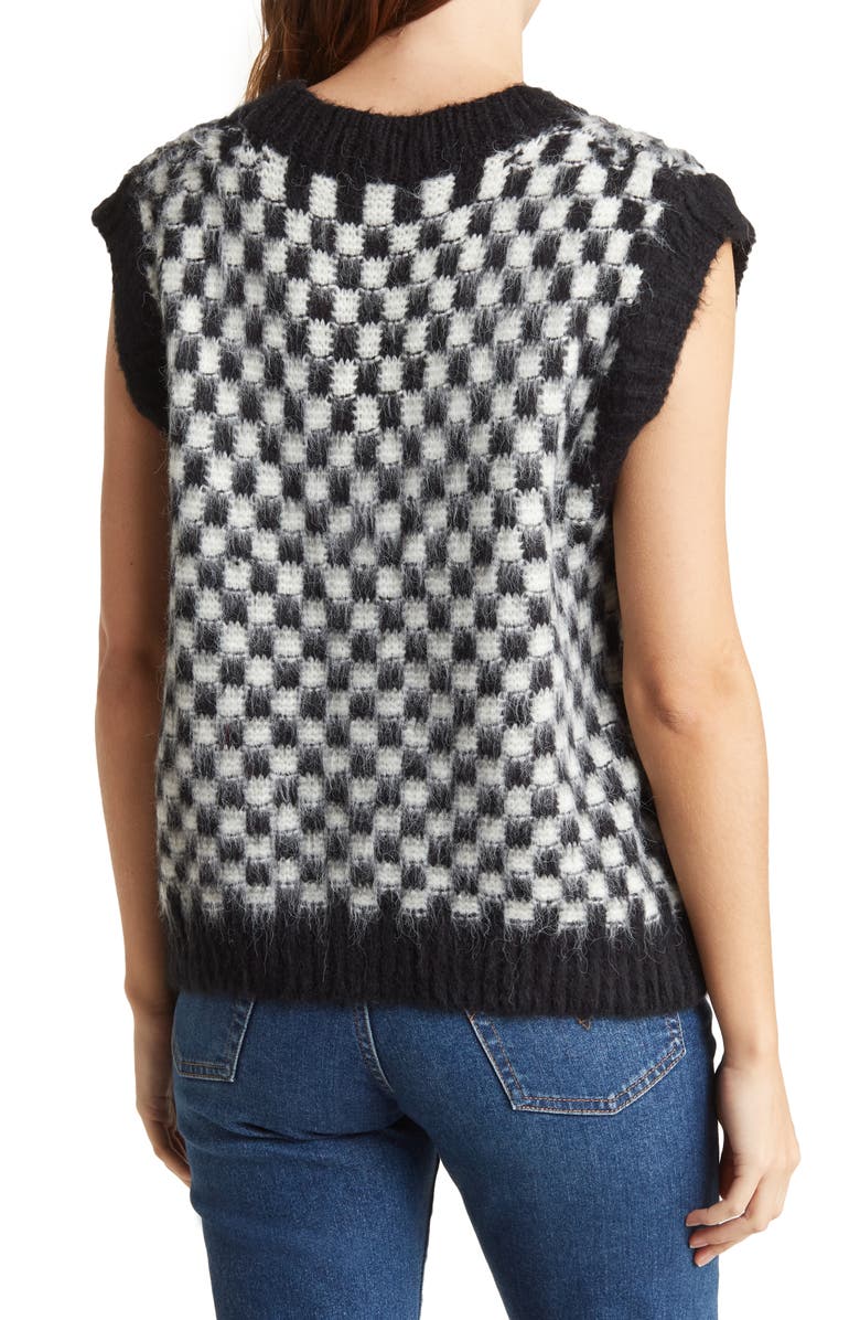 FRNCH Checkered Knit Vest, Alternate, color, 