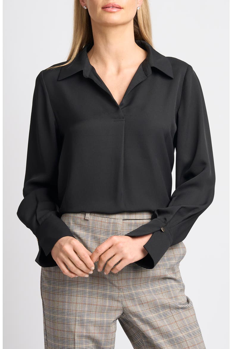 Split Cuff Button-Up Top, Main, color, RICH BLACK