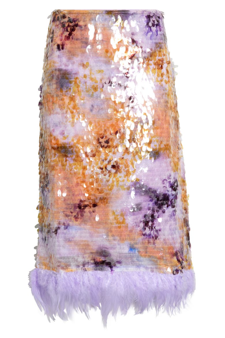 Fen Paillette & Feather Skirt, Main, color, AFTERGLOW