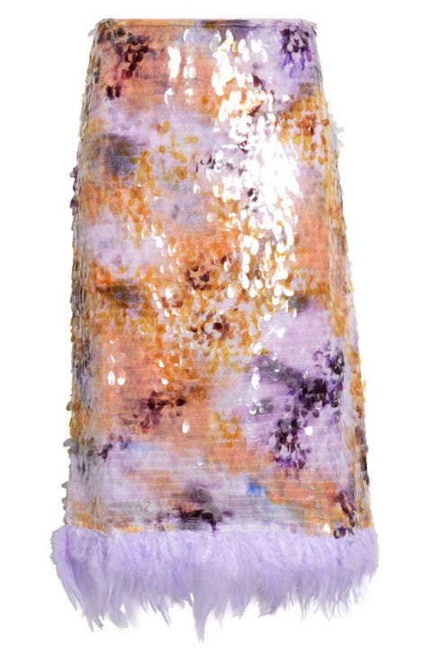 Fen Paillette & Feather Skirt