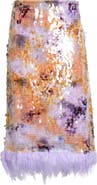 STAUD Fen Paillette & Feather Skirt