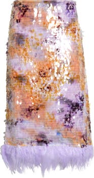 STAUD Fen Paillette & Feather Skirt