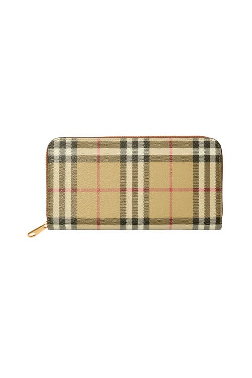Burberry Check Zip Wallet In Neutral