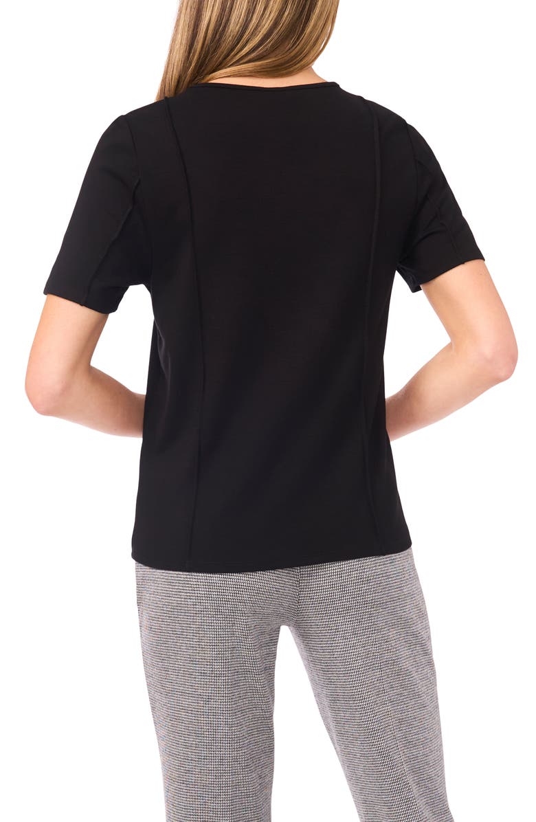 Halogen<sup>®</sup> Princess Seam Short Sleeve Top, Alternate, color, Rich Black