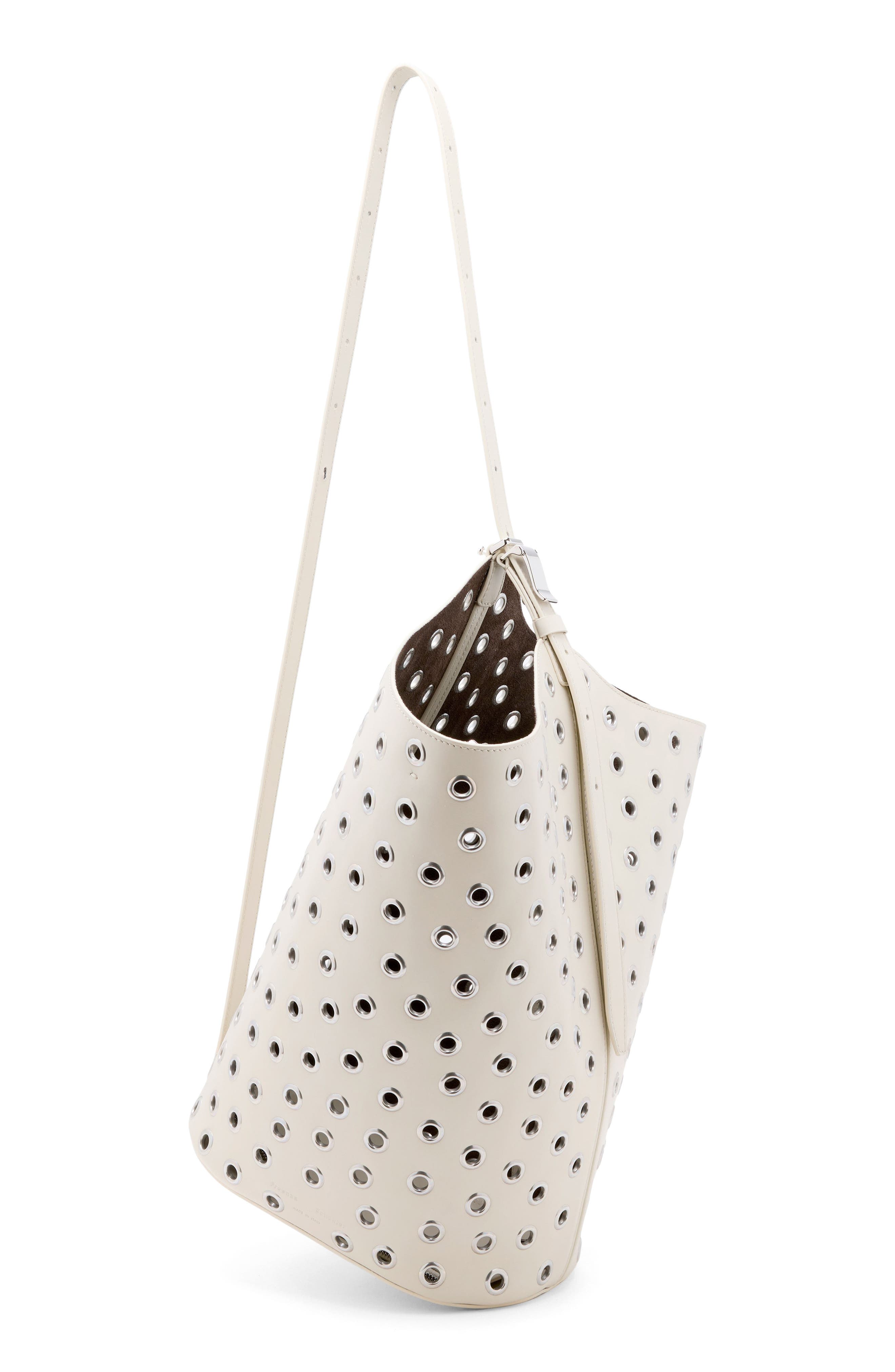 Proenza Schouler Brant Grommet Leather Bucket Bag, Alternate, color, Ecru