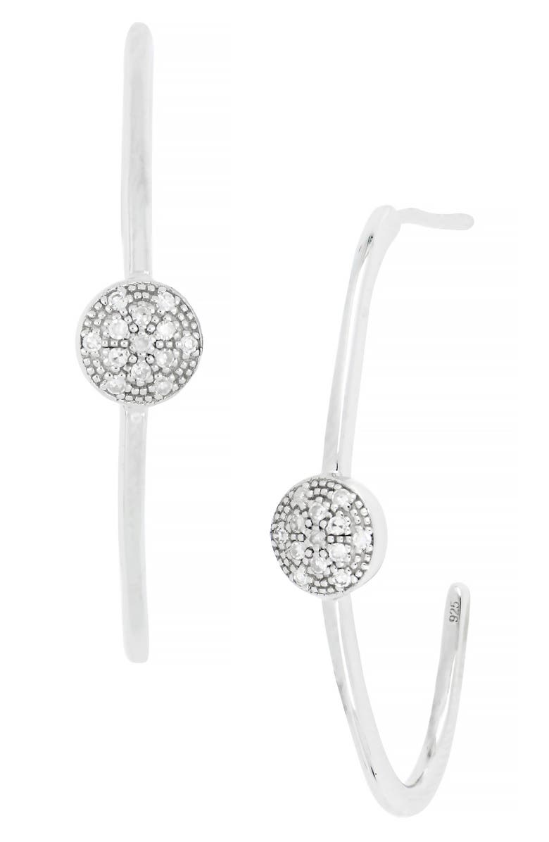 Carrière Jewelry Sterling Silver Pave Diamond Circle 18mm Hoop Earrings - 0.08 ctw, Main, color, 