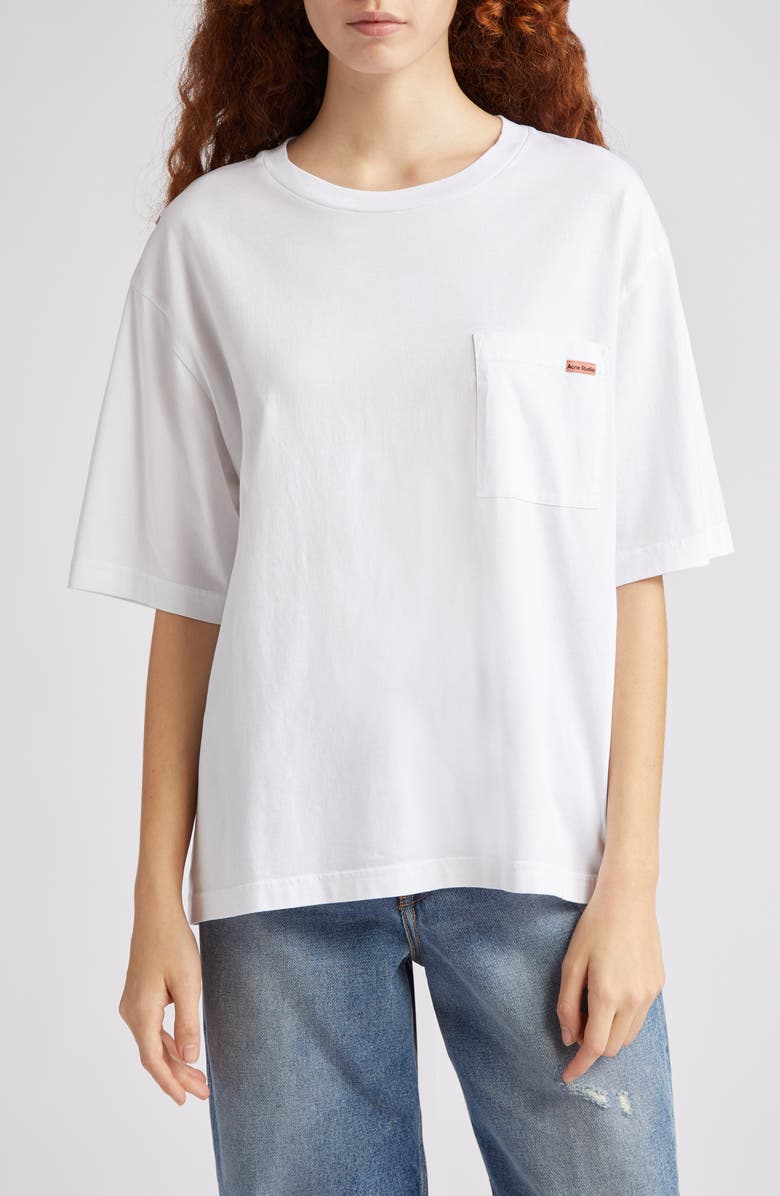 Acne Studios Tag Detail Pocket T-Shirt, Main, color, Optic White