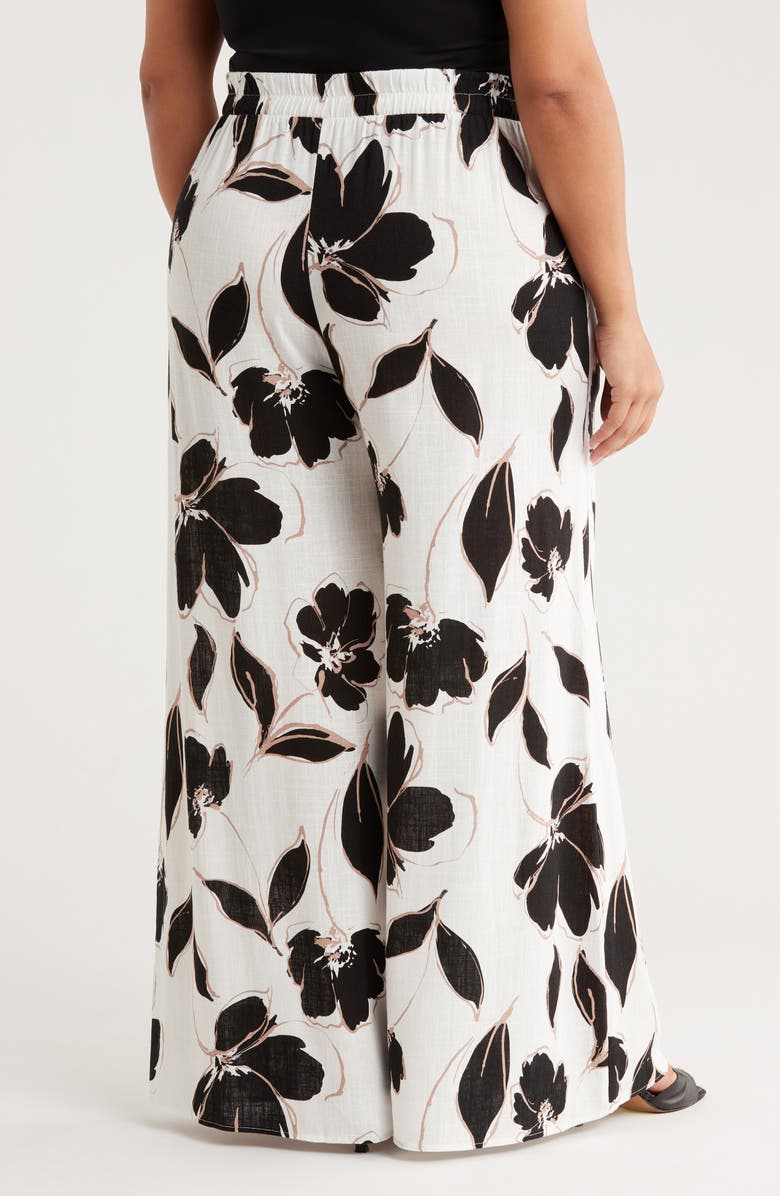 Renee C Floral Print Wide Leg Pants, Alternate, color, White