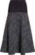 DIESEL® O-Grace Bouclé Tweed & Jersey Midi Skirt