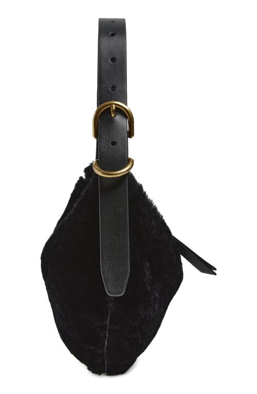 Rag & Bone Mercer Small Genuine Shearling Hobo In Black