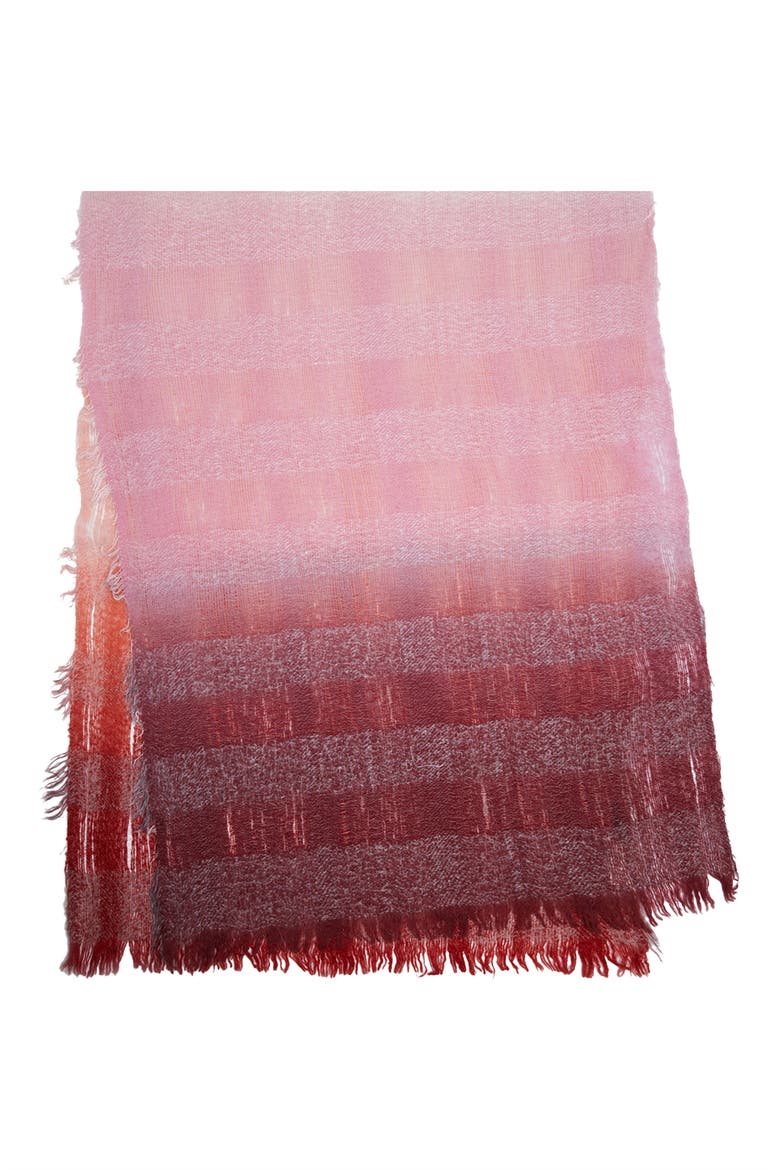 Gradient Stripe Fringe Scarf, Main, color, PINK