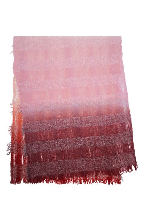 Gradient Stripe Fringe Scarf