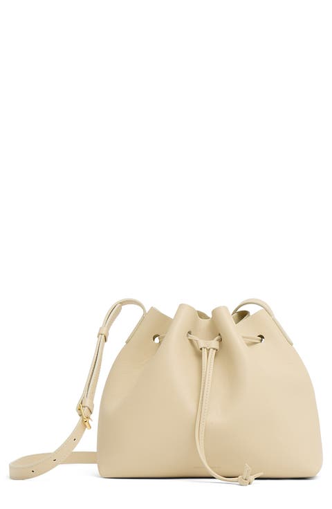 Leather Drawstring Bucket Bag