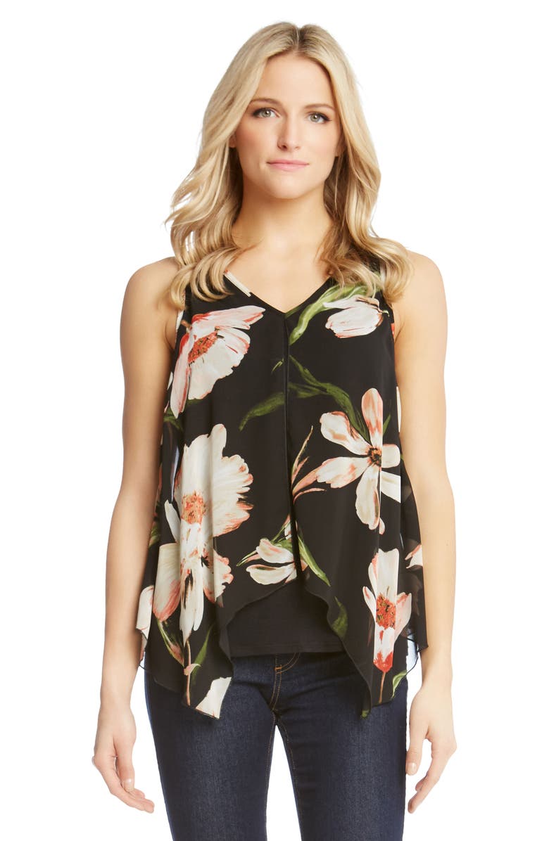 Karen Kane Sheer Floral Overlay Top, Alternate, color, 