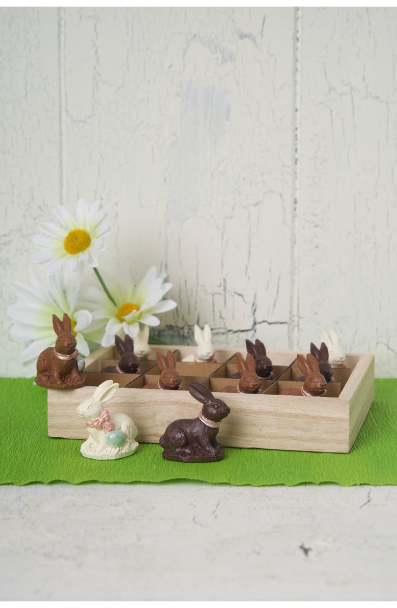 Gallerie II Easter Chocolate Bunny with Ribbons and Eggs Set of 12 Figurines, Alternate, color, Brown