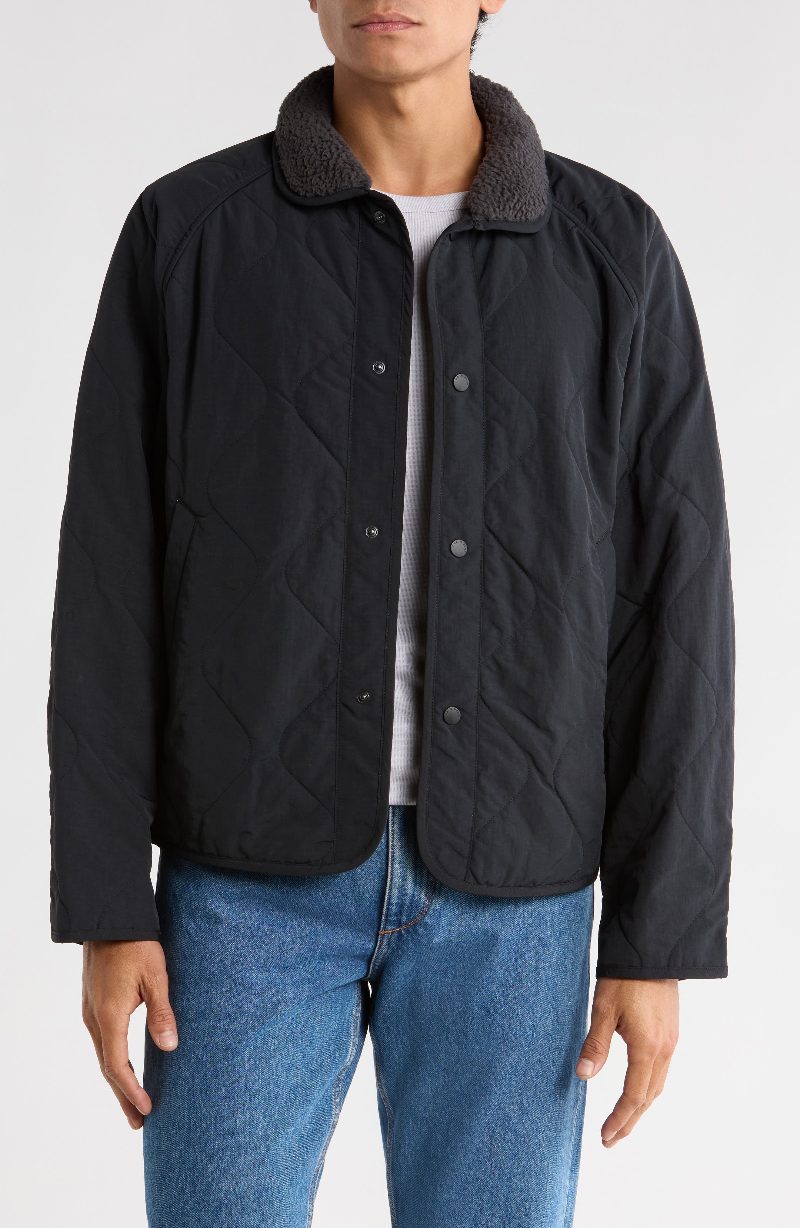 rag & bone Bolton Faux Shearling Collar Quilted Liner Coat