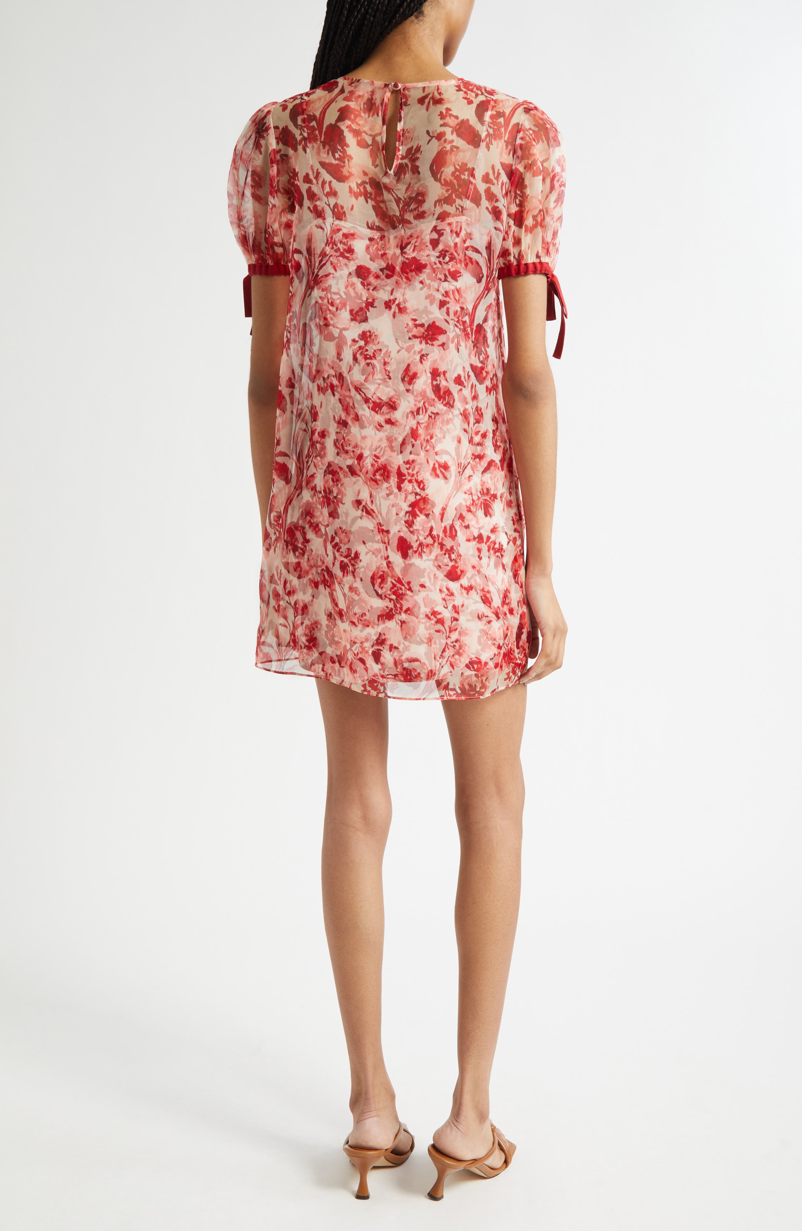 Junette Floral Ribbons Silk Minidress - image 2