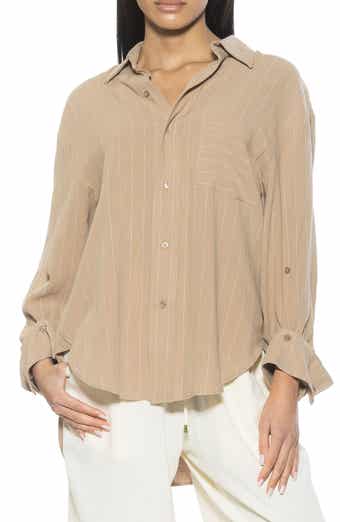 Alexia Admor Amber Stripe High-Low Button-Up Shirt