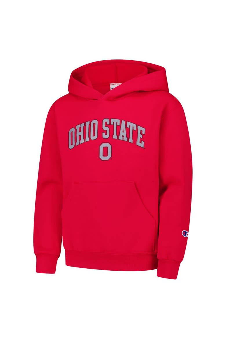Youth Champion Scarlet Ohio State Buckeyes Campus Pullover Hoodie, Alternate, color, Scarlet